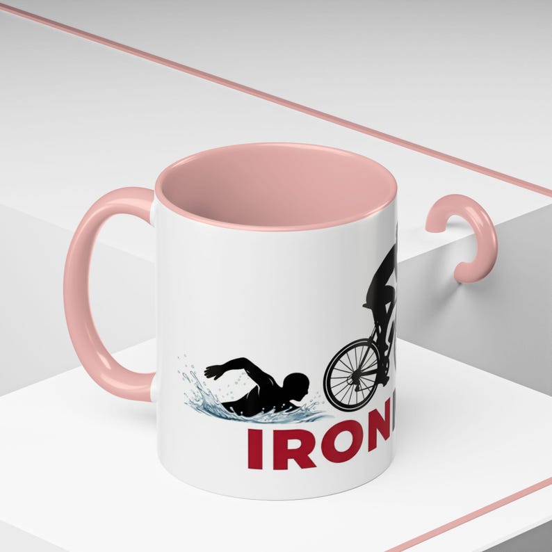 Ironman Triathlon Silhouette Accent Coffee Mug | 11oz 15oz image 11
