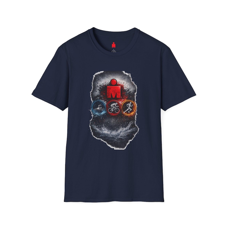 Ironman Triathlon Icons T-Shirt | Swim Bike Run Race Logo image 6