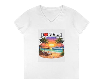-shirt Miami Sunset Beach Scene | Palmiers, vibrations océaniques