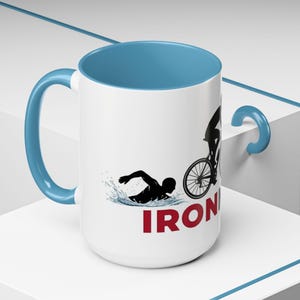Ironman Triathlon Silhouette Accent Coffee Mug | 11oz 15oz image 18