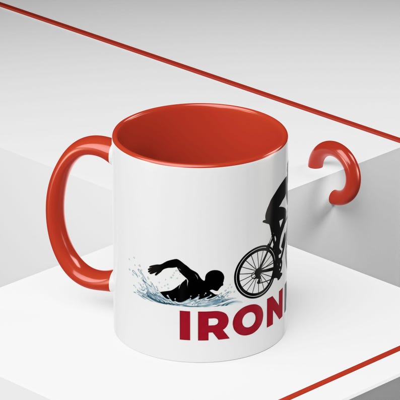 Ironman Triathlon Silhouette Accent Coffee Mug | 11oz 15oz image 12