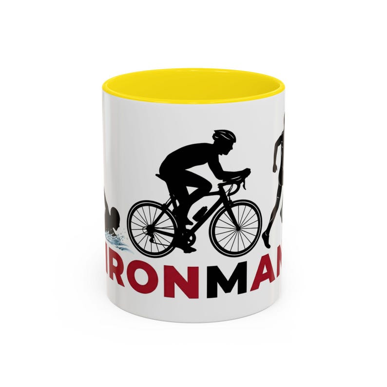 Ironman Triathlon Silhouette Accent Coffee Mug | 11oz 15oz image 7