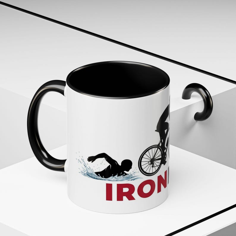 Ironman Triathlon Silhouette Accent Coffee Mug | 11oz 15oz image 9
