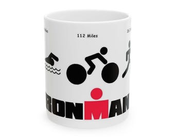 Ironman Triathlon Icons Mug | Swim Bike Run Ceramic Mug
