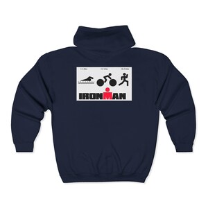 Sudadera con capucha/cremallera con logo de Ironman Triathlon, diseño para natación, ciclismo y carrera. imagen 8