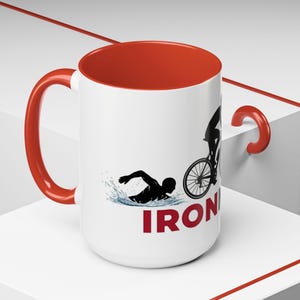Ironman Triathlon Silhouette Accent Coffee Mug | 11oz 15oz image 16