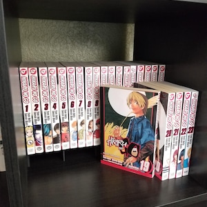 May include: A collection of Hikaru no Go manga volumes arranged on a shelf. The series includes volumes 1 through 9, 19, and 20 through 23. Volume 19 is displayed facing forward, featuring an illustration of a character with blonde hair and a blue shirt.