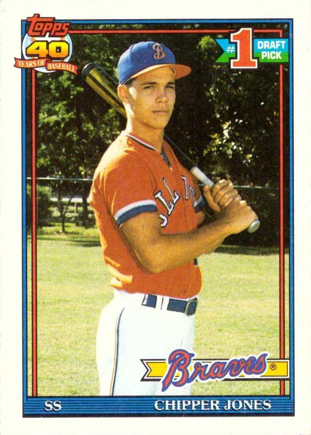 1991 Topps Baseball #333 Chipper Jones Atlanta Braves Rookie Baseball ...