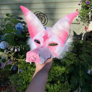 Opossum/Dog Therian/Animal Mask,  Pink Unique Hand-Painted