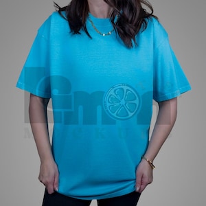 Lagoon Blue Comfort Colors Mockup, CC1717 Mockup Lagoon Blue, Simple Comfort Colors Mockup, CC1717 POD Mockup, Blue Comfort Colors Mockup