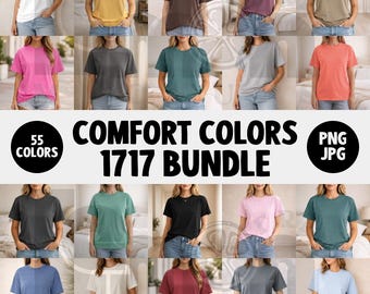 55 Farben Comfort Colors 1717 Mockup Bundle, CC1717 T-Shirt Mockup Bundle, JPG oder PNG Comfort Colors Mockup Fotos