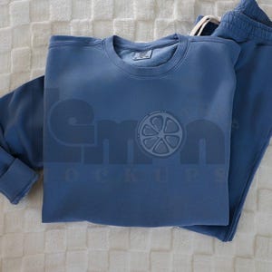 Blue Jean Comfort Colors 1466 Mockup, 1466 Blue Jean Flatlay Mockup, Lightweight Comfort Colors Sweatshirt Mockup, CC1466 Sweatshirt Mockup