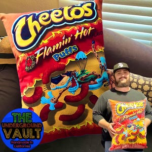 Premium Quality Flamin Hot Puffs Popcorn Flamin Hot 24x18 Inch Pillow CANDY Cereal Chips LAYS Decorative Pillow 2FT TALL  Cheetos Takis