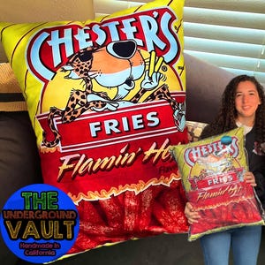 Premium Quality Flamin Hot Chesters Fries Doritos  24x18 Inch Pillow CANDY Cereal Chips LAYS Decorative Pillow 2FT TALL Cheetos Takis