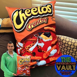 Premium Quality Cheetos Crunchy Cracker Flamin Hot 24x18 Inch Pillow CANDY Cereal Chips LAYS Decorative Pillow 2FT TALL Cheetos Takis