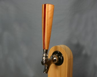 Wood Beer Tap Handle - Cherry with Maple and Padauk Stripes - 6 Inches Tall - Made To Order