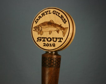 Custom Beer Tap Handle Personalized Your Brewing Logo with Woodburning - Made to Order