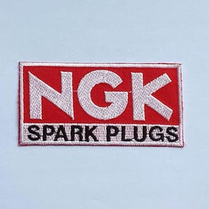 NGK spark plugs plug motor racing sports car bike badge iron sew on patch