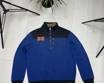 Vintage Ralph Lauren Pullover mit Reißverschluss und Flagge des Vereinigten Königreichs