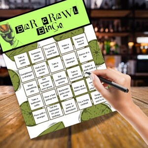 Bar Crawl Bingo | Printable Party Game | Bachelorette, Birthday, Goomsmen gift & games