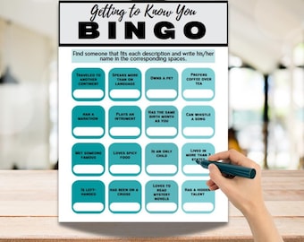 Getting to Know You Bingo – 16 Square Icebreaker Game for Adults