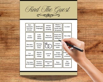 Wedding Bingo Game: Find The Guest Reception Icebreaker (Instant Download)