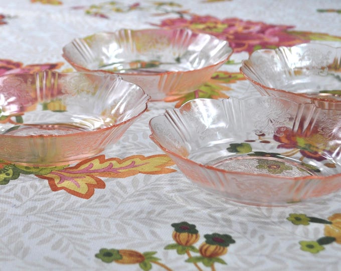 Vintage American Sweetheart Pink Bowls Set/4 Soup 5.75" MacBeth-Evans Free Ship