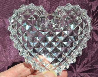 Vintage Crystal Heart Shaped 4" Trinket Dish Ashtray Paperweight W. Germany Free Ship