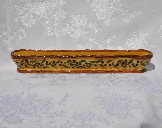 Vintage Pacific Rim Ceramic Olive Boat Dish Tapas Snacks 11.5"x1.5"x1.5" Free Ship