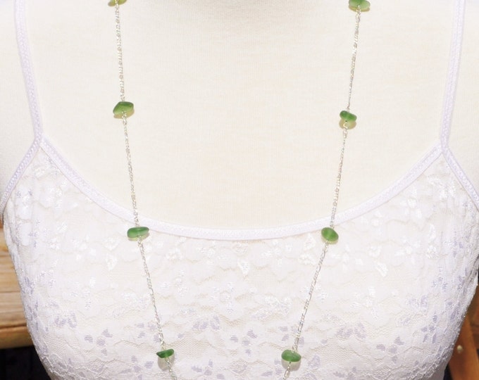 Sea Glass Jewelry Beach 30 Inch Eternity Necklace in Dark Green 8745