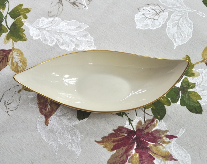 Vintage Lenox Olympia Gold Nut Bowl Ivory Cream 8.75x3.5" Gold Trim Free Ship