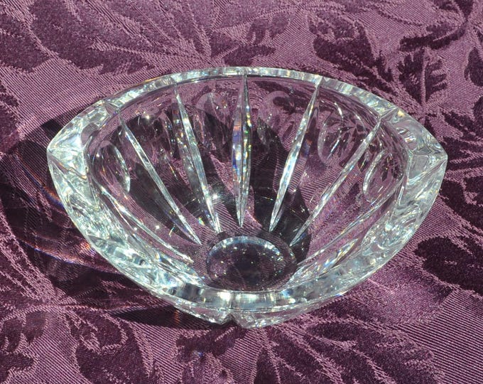 Vintage Signed Lenox Crystal Ovations Excelsior Bowl Trinket Dish 7" Thumbprint Boat Free Ship