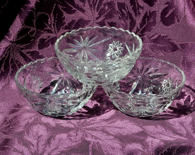 Vintage Prescut Berry Bowls Set/3 Star of David Anchor Hocking 5.25"D x2.25"H Free Ship