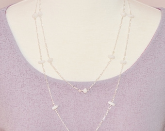 Sea Glass Jewelry Beach Necklace Forty Eight Inch Eternity in White Milk 7283