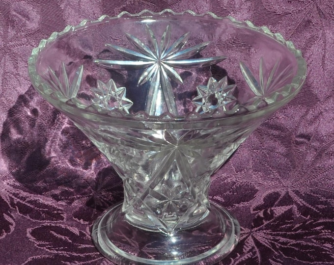 Vintage Anchor Hocking Punch Bowl Riser Star of David 6.5"Hx 8.75D" Vase Bowl Free Ship