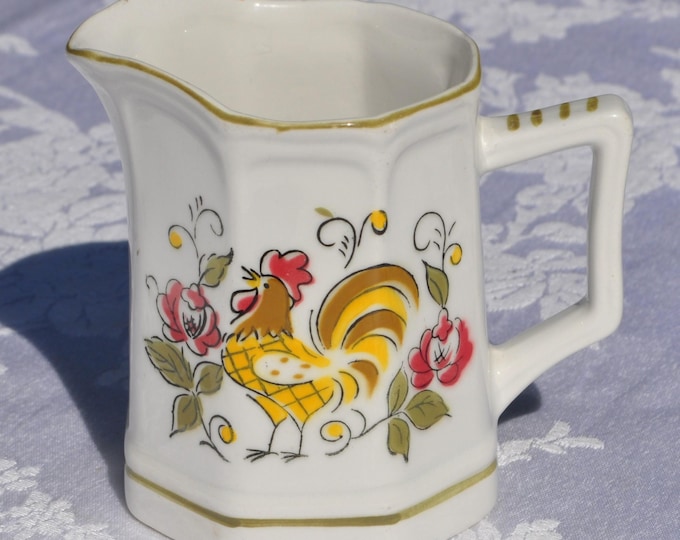 Vintage Mikasa Heritage Rooster Pitcher Creamer 4" Tall #7125 Terra Stone Free Ship