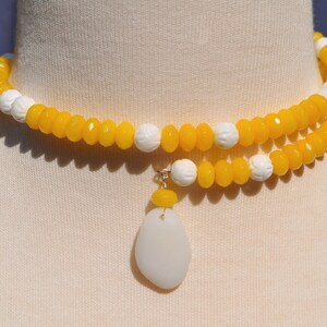 One Size Fits Wrap Around Necklace Carved Coral & Jade Gemstone Necklace w/ Genuine Milk White Sea Glass Sterling Silver Free Shipping 1193