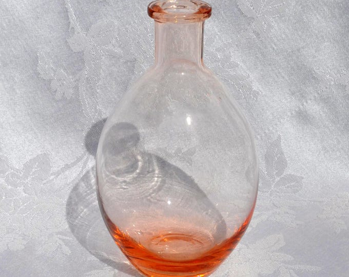 Vintage Pink Bulb Small Bottle Vase Carafe Multi-Use 4"H 3.5"W Ornamental Free Ship