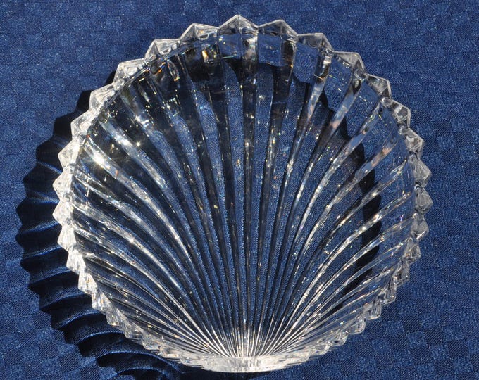 Vintage Villeroy & Boch Scallop Shell Crystal Trinket Dish 5.75" Lilian Platano Free Ship