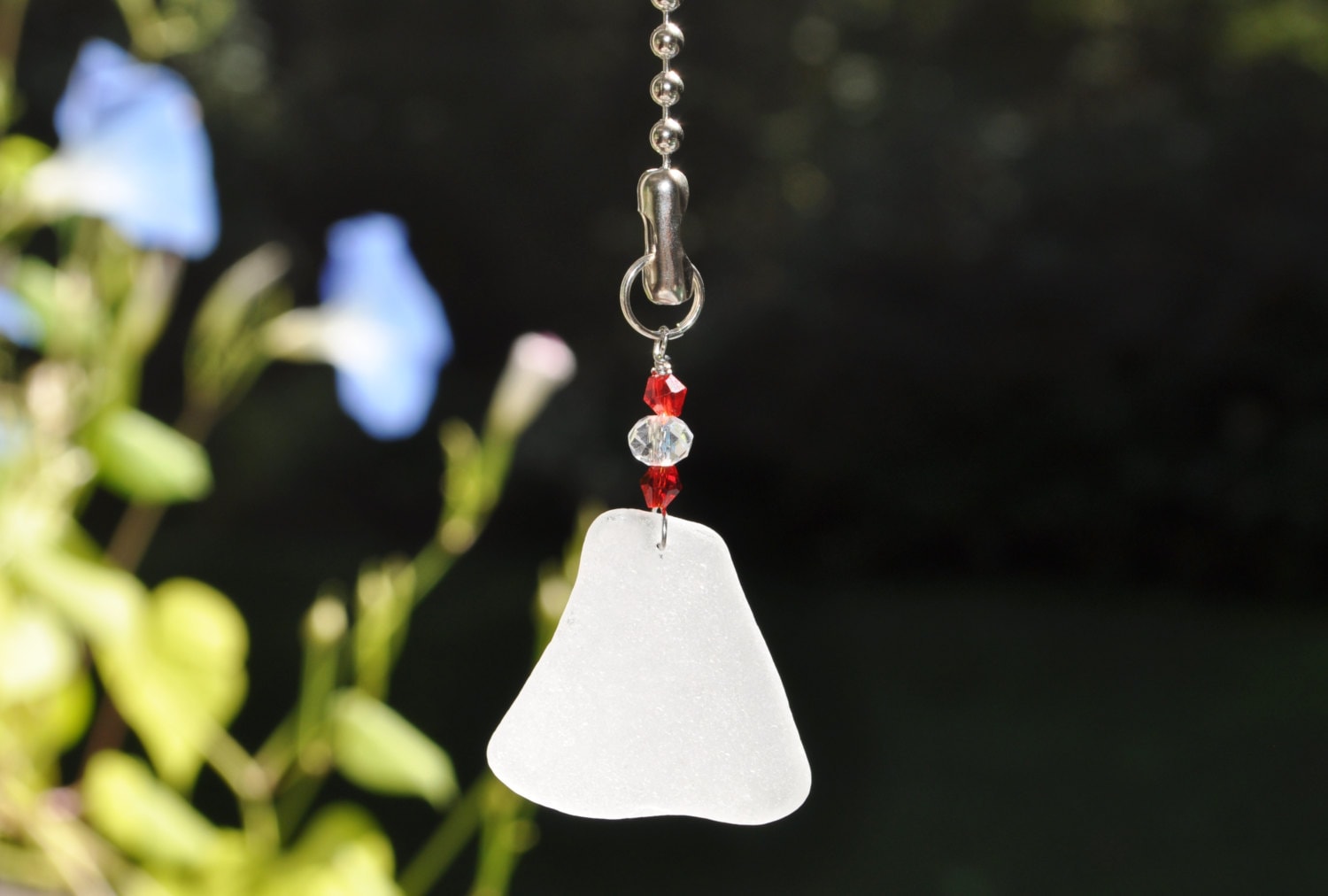 Genuine Sea Glass Ceiling Fan Pull Light Pull Suncatcher Frosty