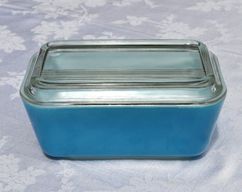 Robin Blue Refrigerator Dish #59 with Clear Lid (0502&502C) Pyrex 6.75x4.25" Vintage Free Ship