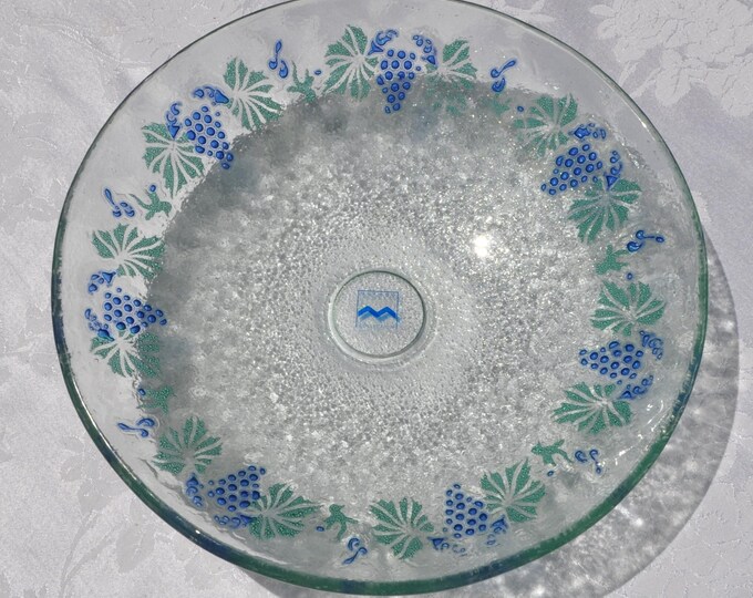 Vintage Mikasa by Murano Serving Bowl 10.5"Dx2.5"H Grapes & Leave Original Sticker Free Ship