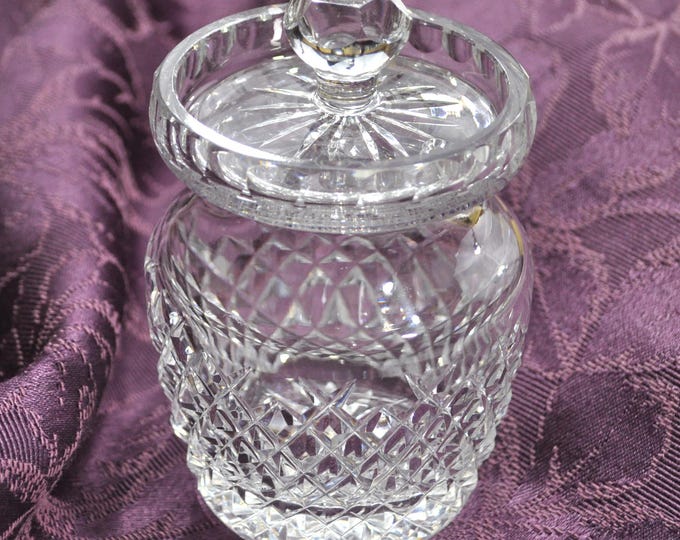 Waterford Alana Crystal Condiment Jar & Lid 5" Tall Vintage Free Ship