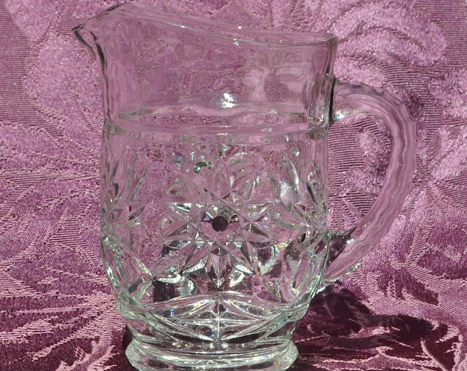 Vintage Anchor Hocking Prescut Pitcher Star of David 5.5" Tall Handy Vase Free Ship