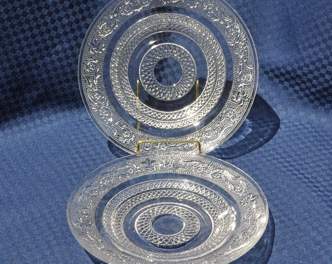 Vintage KIG Fleur de Lis Trellis Pair Shallow Dessert Bowls 7.75 x 1" Free Ship