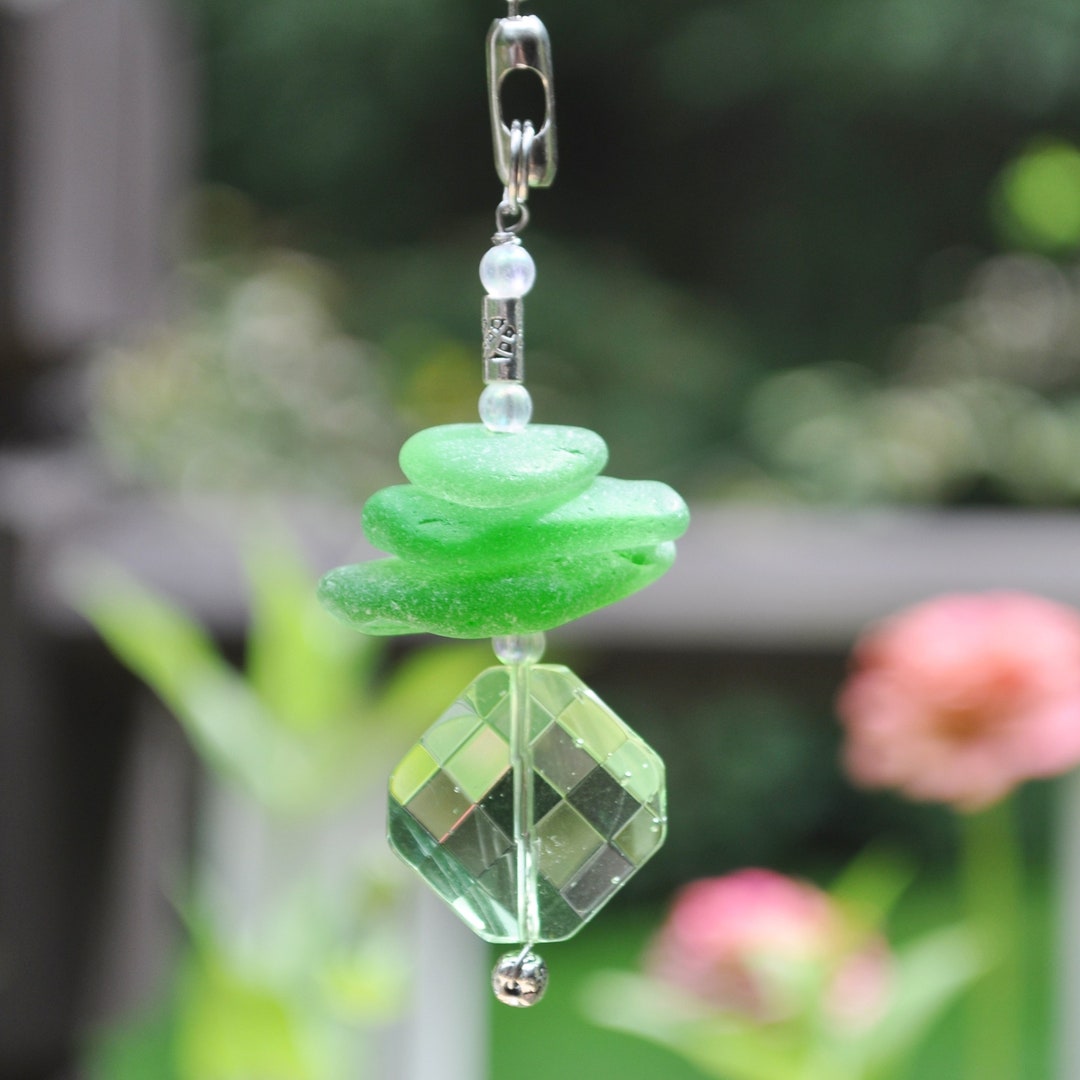 Decorative Light Pull, Genuine Sea Glass, Ceiling Fan Pull, Sun Catcher