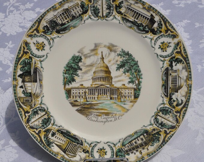 Vintage Capsco Souvenir Plate "The Capitol" Washington D.C. 11"D  Free Ship
