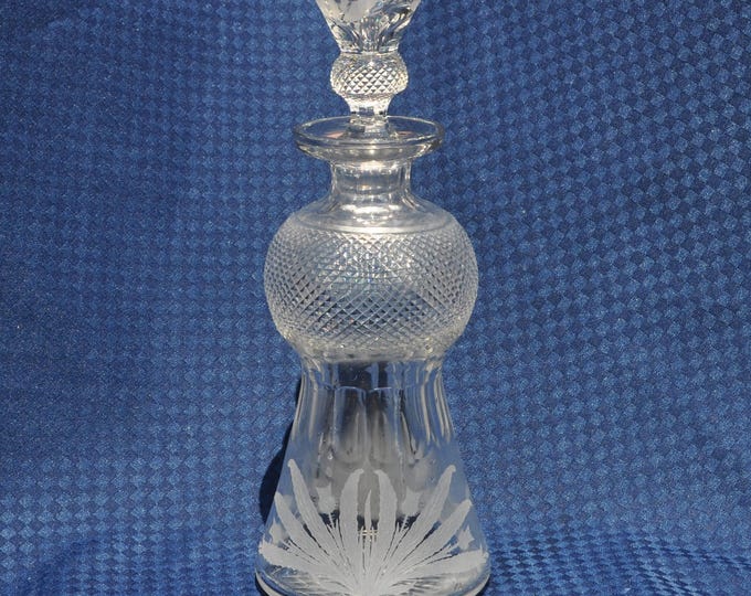 Edinburgh Crystal Thistle Cut Wine/Whisky Decanter & Stopper 11 1/4" Perfect Free Ship