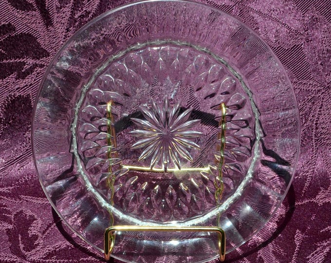 Vintage Val St. Lambert Plate 6 1/8" Signed w/ Star Center Imperial Cut Free Ship