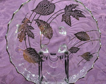 Cambridge Caprice Sterling Silver Overlay 4 Footed Serving Bowl 10.5" Vintage Free Ship